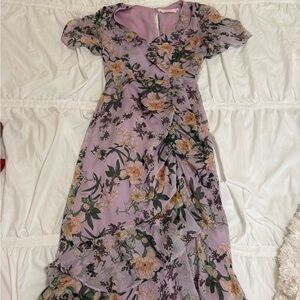 Astr Lavender Floral Midi Dress